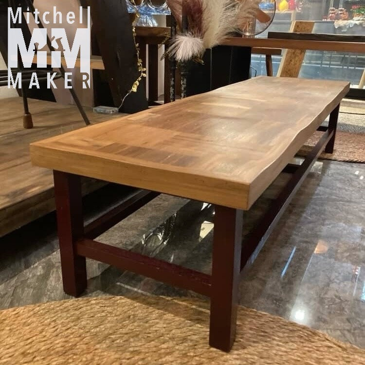 Patchwork Teak Entrance Table with Maroon Base