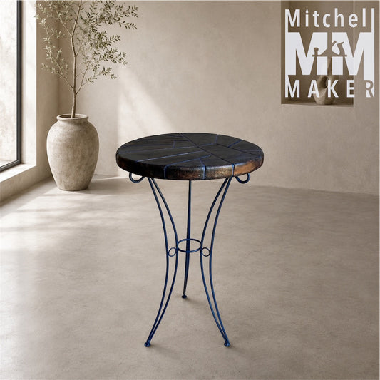 Ebonised Raintree Side Table in blue