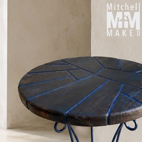 Ebonised Raintree Side Table in blue