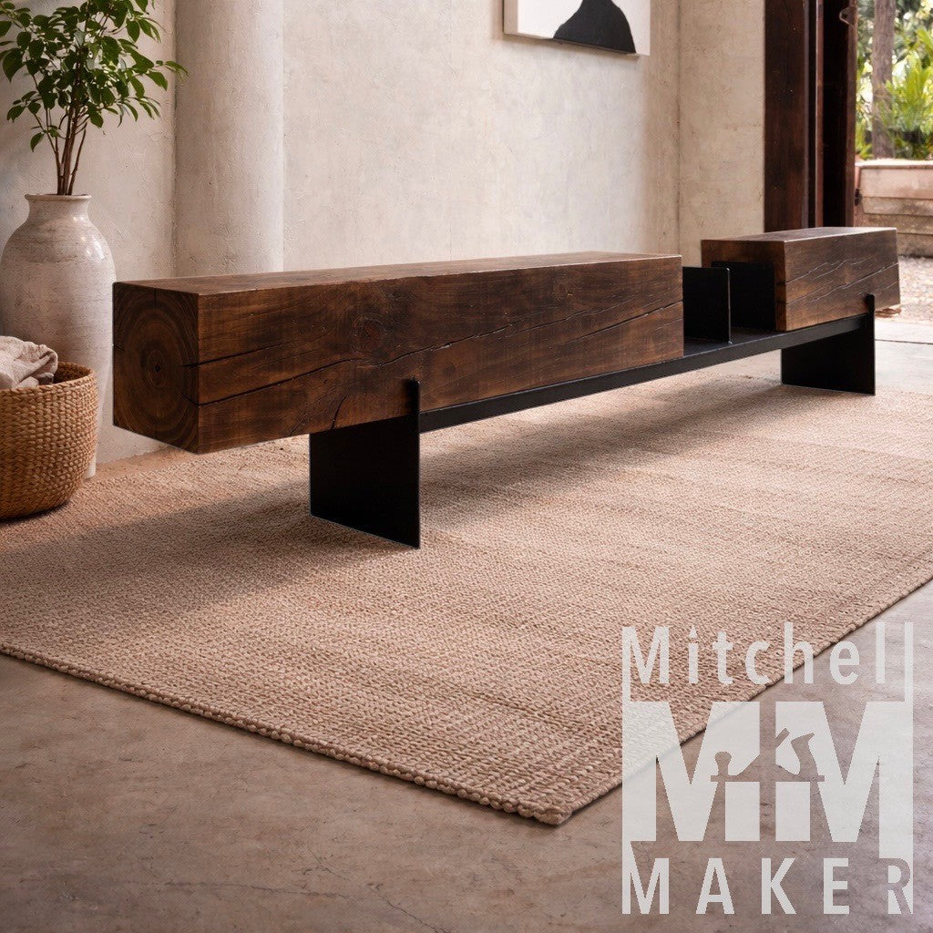 A Sculptural Beam Bench