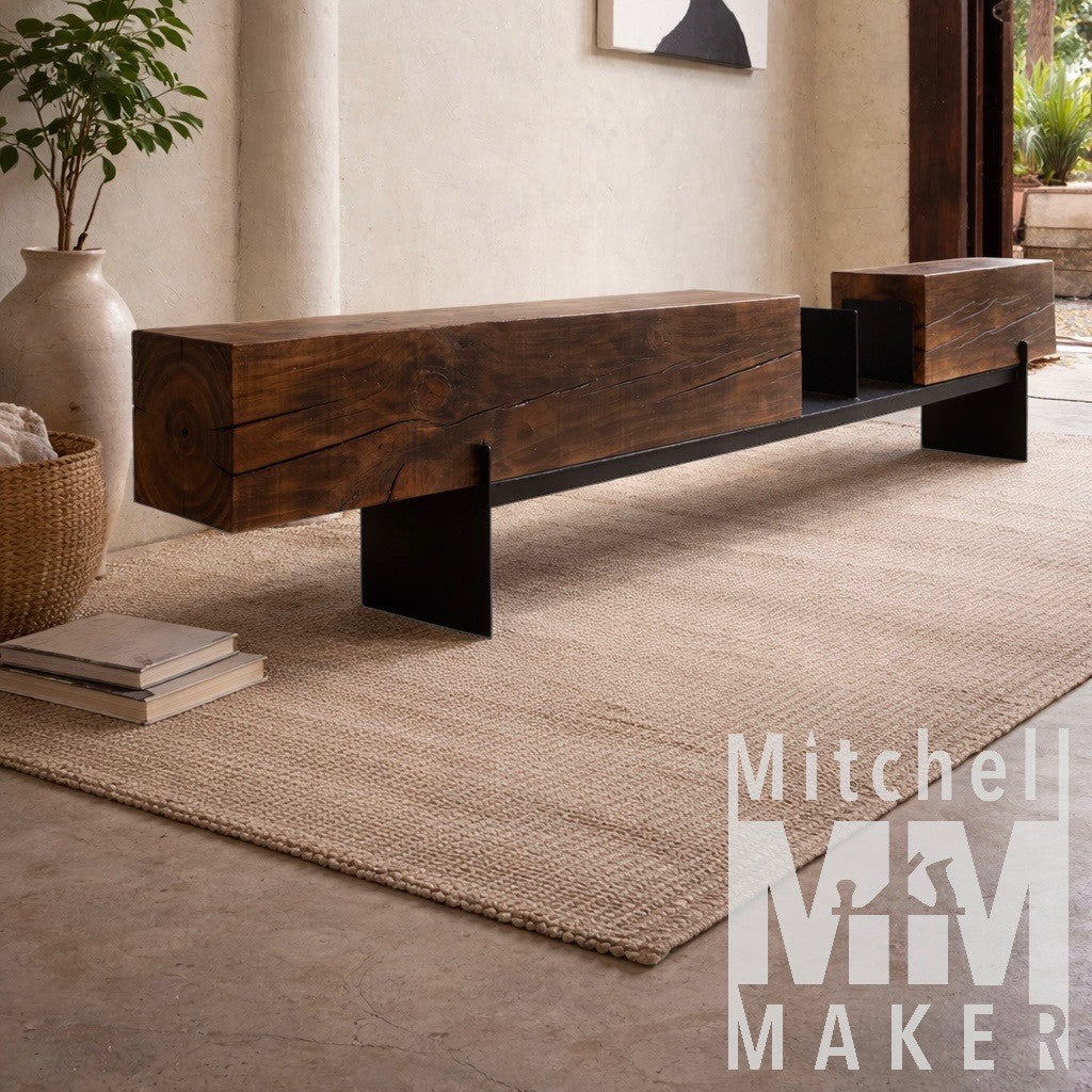 A Sculptural Beam Bench