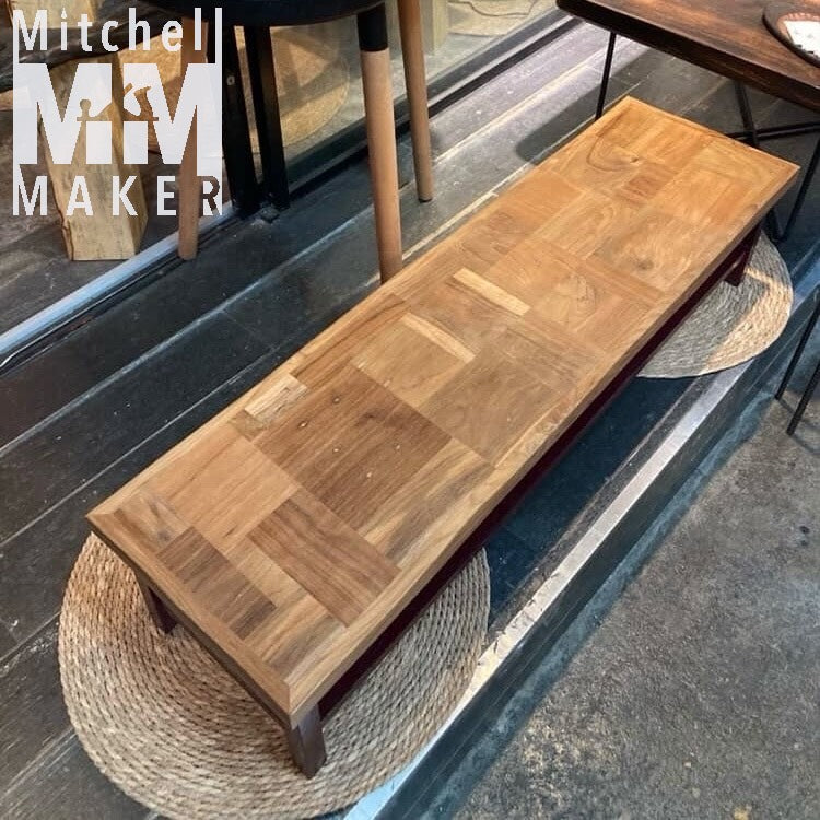 Patchwork Teak Entrance Table with Maroon Base