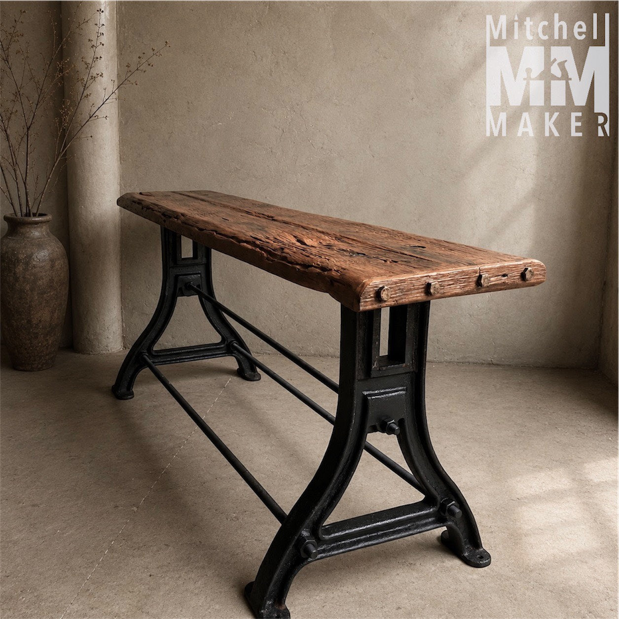Vintage Industrial High Bench / Console Table