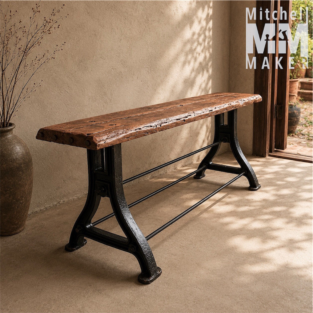 Vintage Industrial High Bench / Console Table
