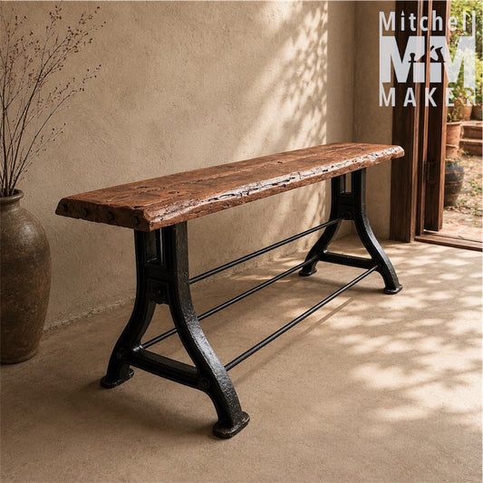Vintage Industrial High Bench / Console Table
