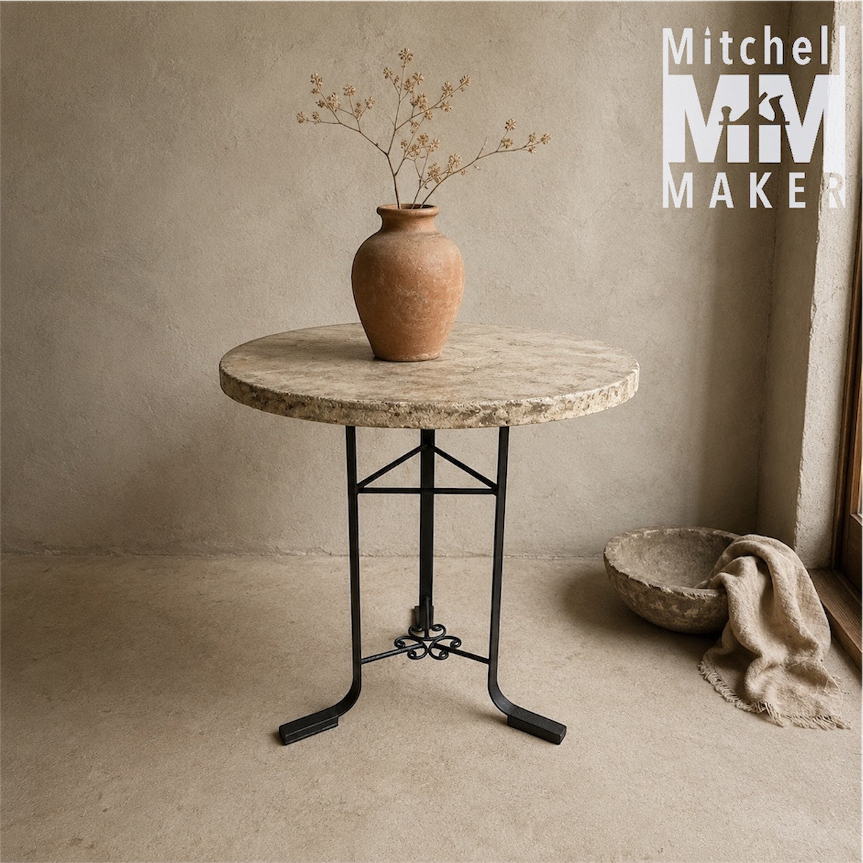 Polished Cement Side Table