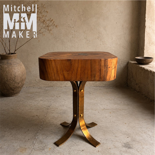 Teak & Brass Side Table