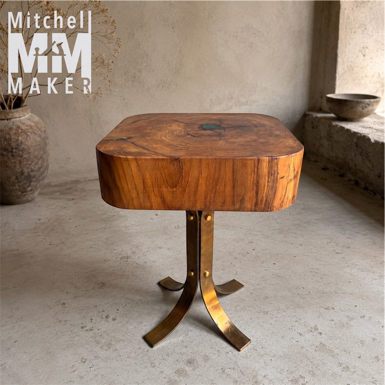 Teak & Brass Side Table