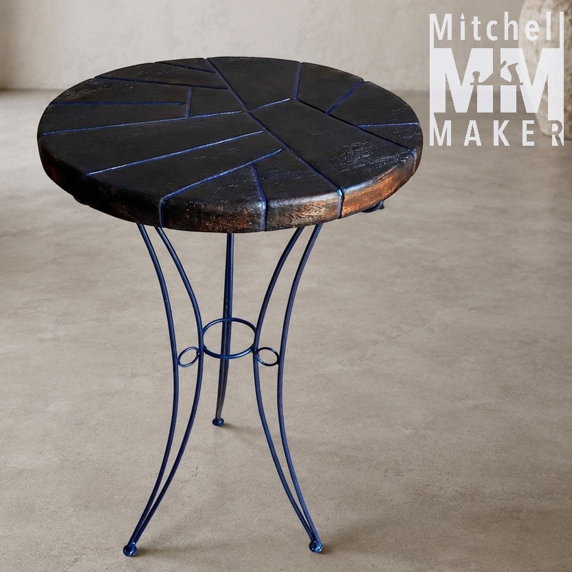 Ebonised Raintree Side Table in blue