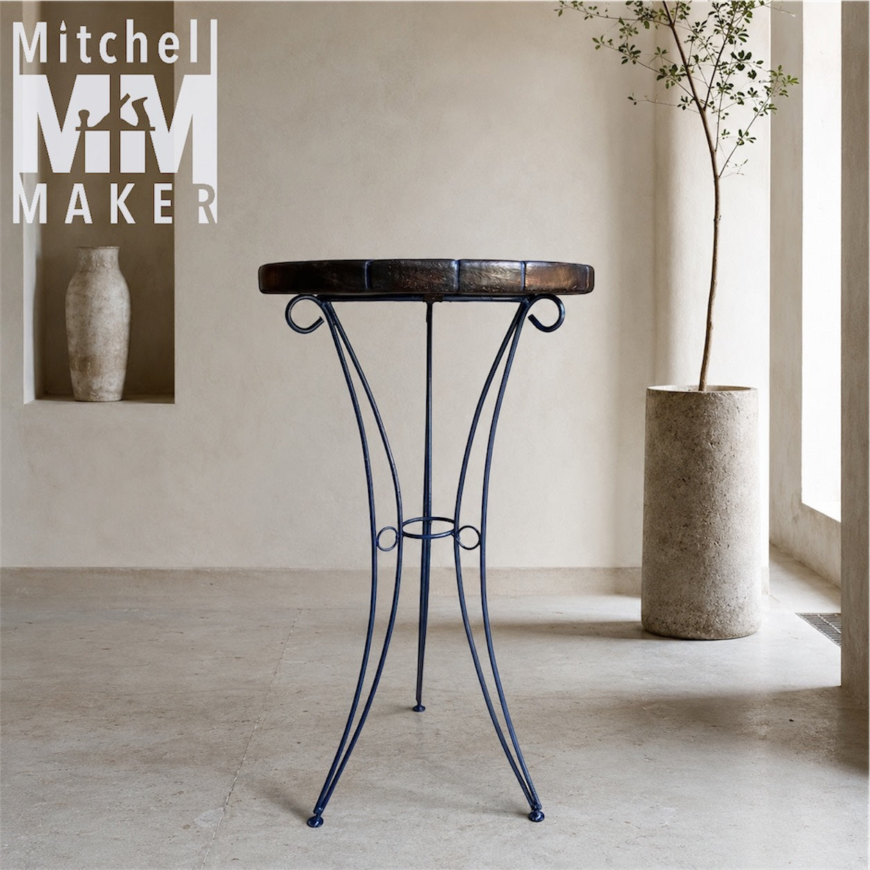Ebonised Raintree Side Table in blue