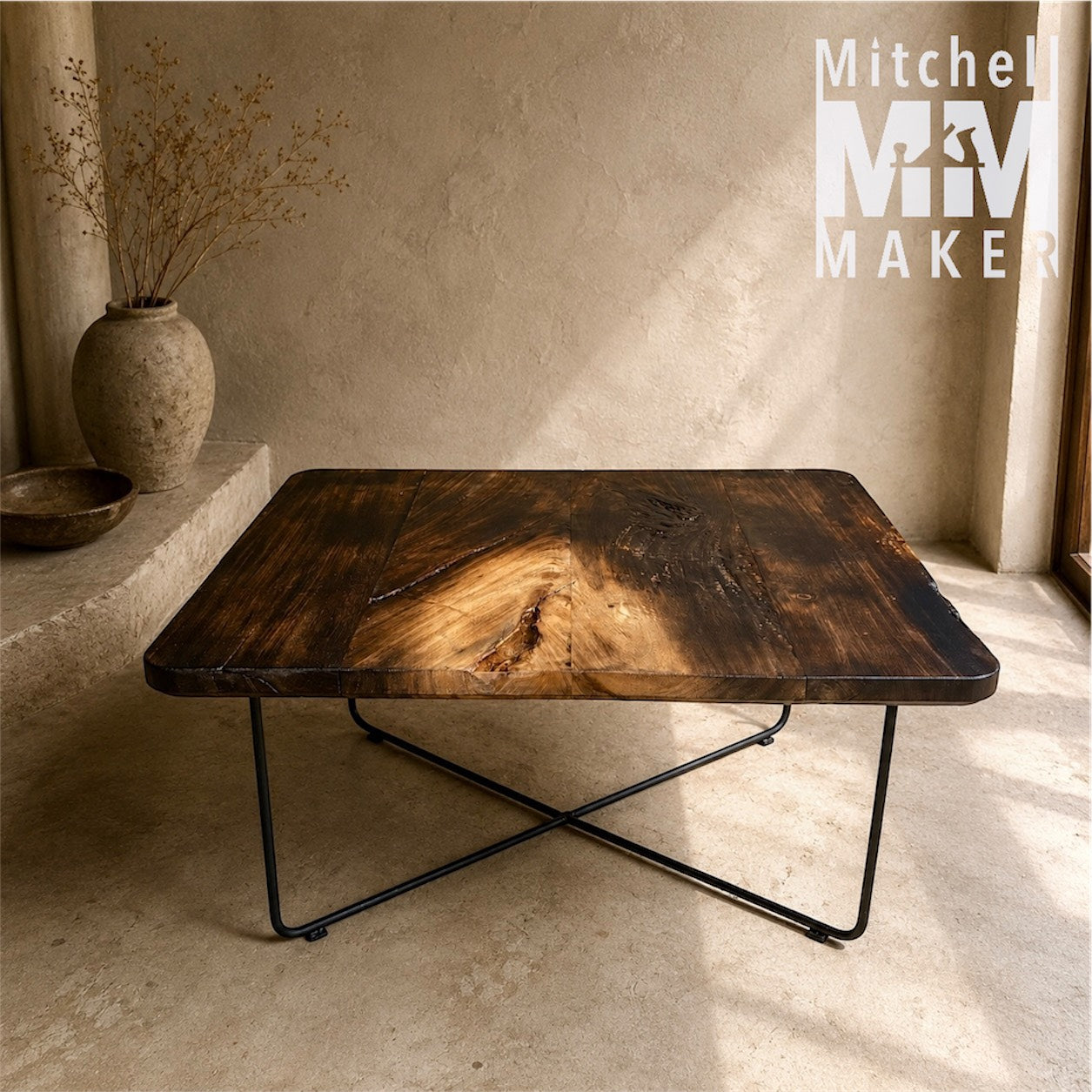 Raintree Coffee Table with Steel Legs