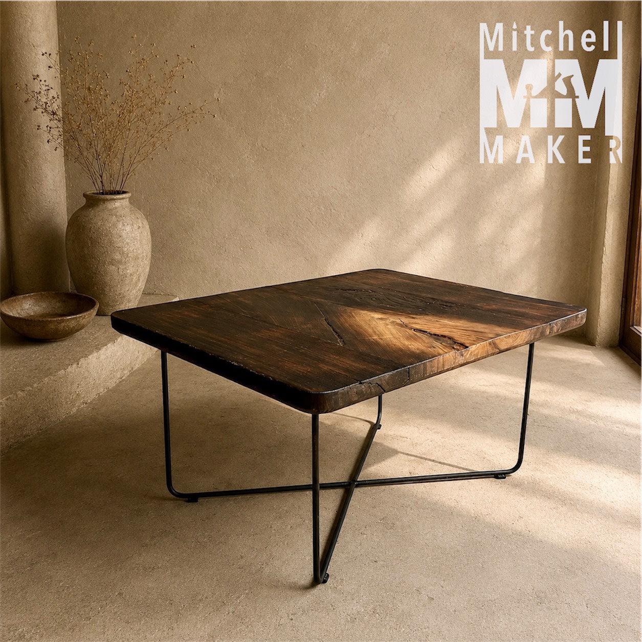 Raintree Coffee Table with Steel Legs